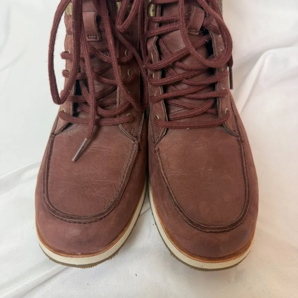 Merrell Roam Leather Mid Platform Wedge Winter Snow Booties Brown Womens Sz 7.5